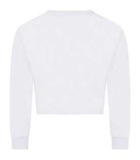 White sweatshirt for girl with black logo