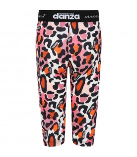 Multicolor leggings for girl with animalier print