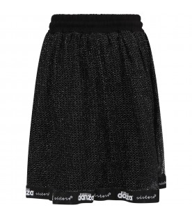 Black skirt for girl with logos