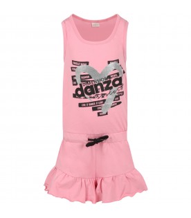 Pink overall for girl with heart