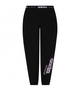 Black sweatpant for girl with purple logo