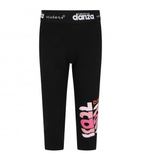 Black leggings for girl with logos