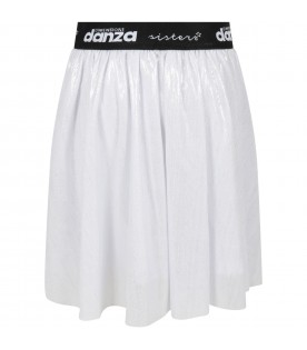 Silver skirt for girl with logos