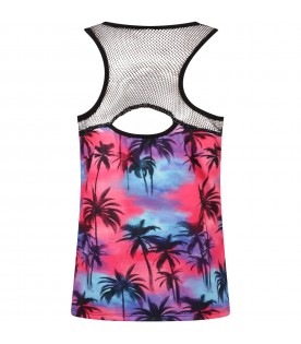 Multicolor tank-top for girl with white logo
