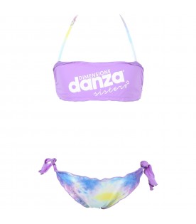 Purple bikini for girl with white logo