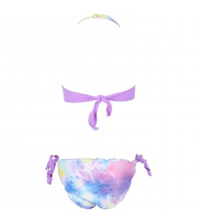 Purple bikini for girl with white logo