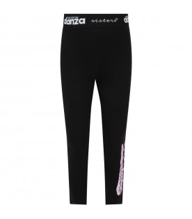 Black leggings for girl with balck logo