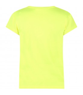 Neon-yellow T.shirt for girl with black logo