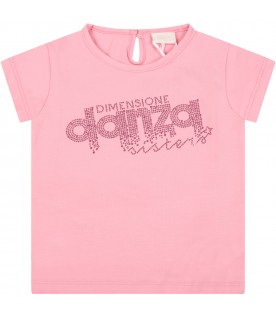 Multicolor set for babygirl with fuchsia rhinestone logo