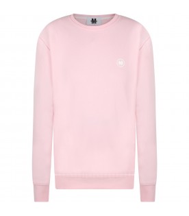 Pink sweatshirt for woman with  logo