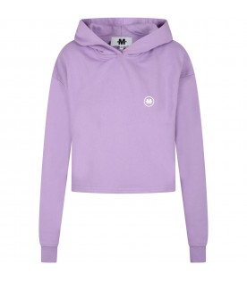 Lilac sweatshirt for woman with logo