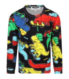 Black sweatshirt for boy with dinosaurs