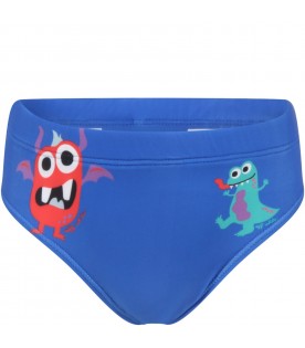 Blue swimsuit for baby boy with monstres
