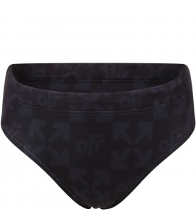 Black swimsuit for boy with logos