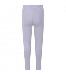 Lilac leggings for girl with blue writing