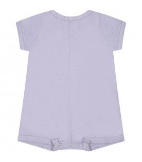 Lilac bodysuit for babykids with red strawberry