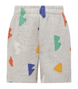 Gray shorts for kids with colorful logo