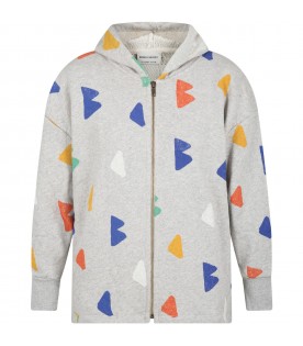 Gray sweatshirt for kids with colorful logo