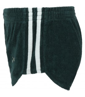 Green terry-shorts for girl with white logo