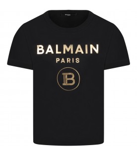 Black t-shirt for kids with gold logos