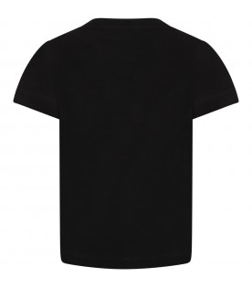 T-shirt nera per bambini con logo di borchie