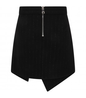 Black skirt for girl with loged buttons