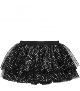 Black skirt for baby girl with polka-dots