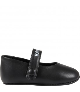 Black ballet-flats for baby girl with logo