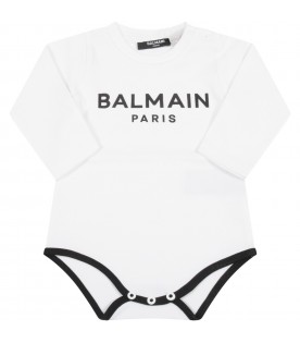Body bianco per neonati con logo nero