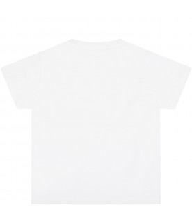 T-shirt bianca per neonati con logo nero