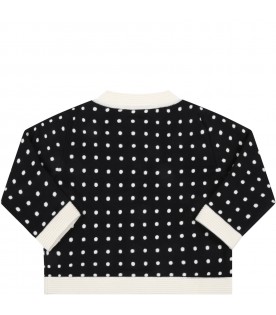 Black cardigan for baby kids with polka-dots