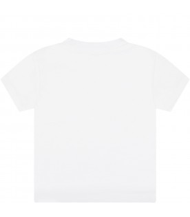 T-shirt bianca per neonati con logo argentato