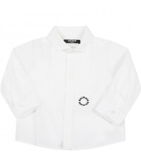 White shirt for baby boy with logos
