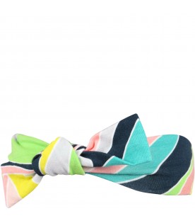 Multicolor hair-band for girl with bow and iconic print