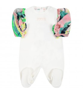 Multicolor set for baby girl with logo and iconic print