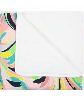 Multicolor blanket for baby girl with iconic print