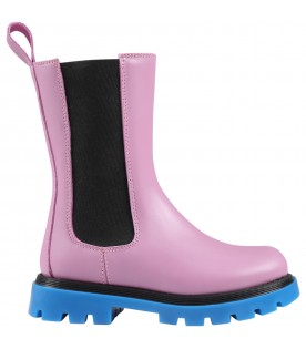 Purple boots for girl with light blue sole