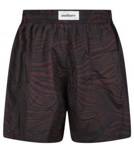 Brown swimsuit for man with zebra print