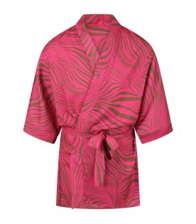 Fuchsia cover-up for girl with zebra print