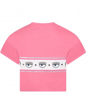 Fuchsia T-shirt for girl with iconic eyes flirting