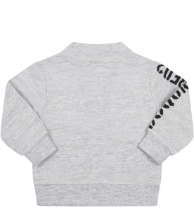 Grey sweatshirt for baby boy with logo