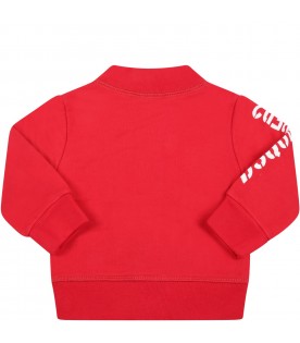 Red sweatshirt for baby boy with logo