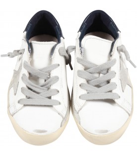 White ''Super star'' sneakers for kids with logo