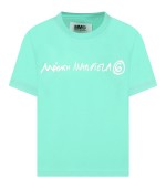MM6 Maison Margiela Teal-green t-shirt for kids with logo