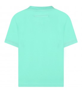 T-shirt verde-acqua per bambini con logo