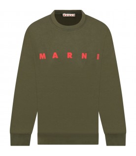 Military-green sweatshirt for kids with logo