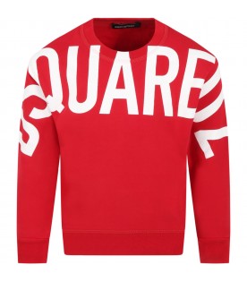 Red sweatshirt for kids with white logo