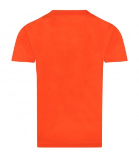 Orange t-shirt for boy with logo