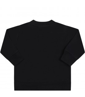 Black sweatshirt for baby boy with logo