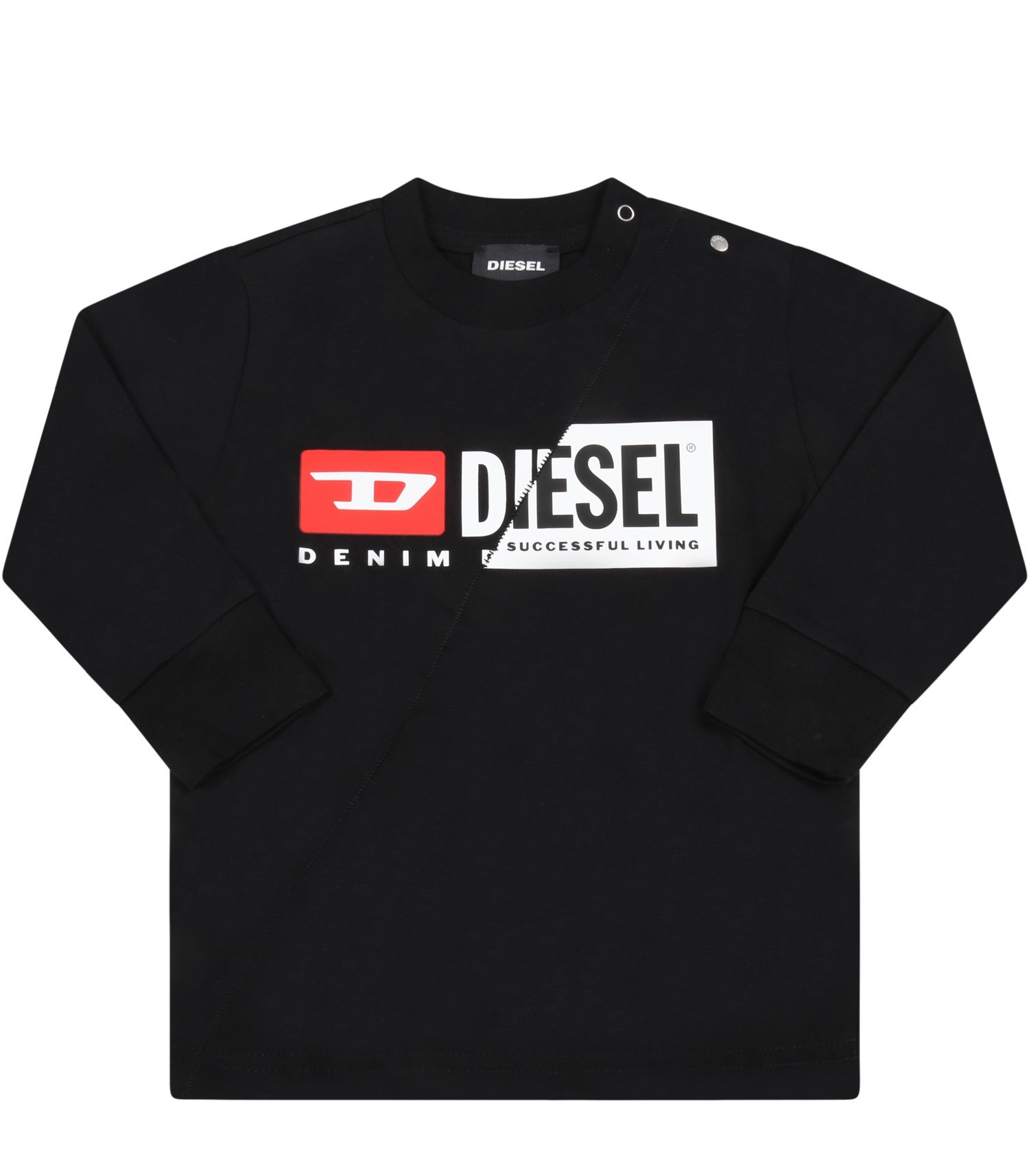 Diesel Black t-shirt for baby boy with logo